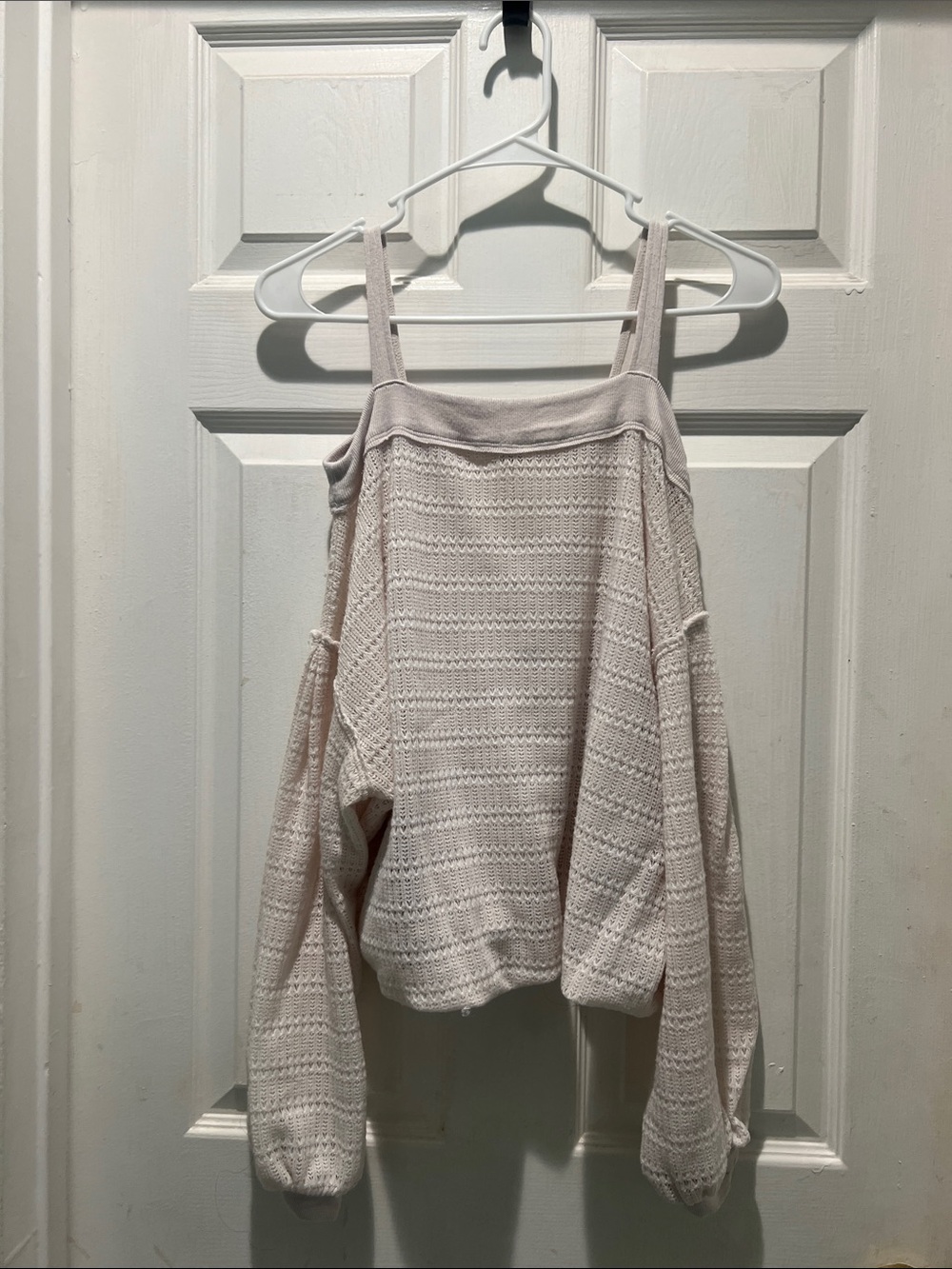 Free People Cream Knit Top with Logo Tag